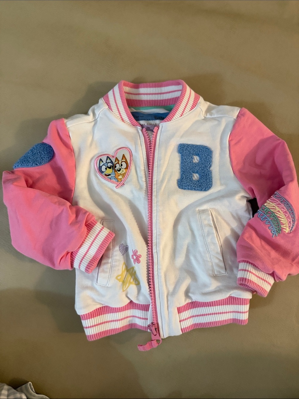 Little sleepies x bluey pink baseball jacket - 2T